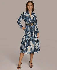 Donna Karan New York Women's Printed Belted A-Line Dress