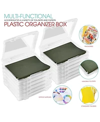 Sorbus Set of 12 Thin Hanging File Organizer Bin Clear Plastic Stackable for Document Storage