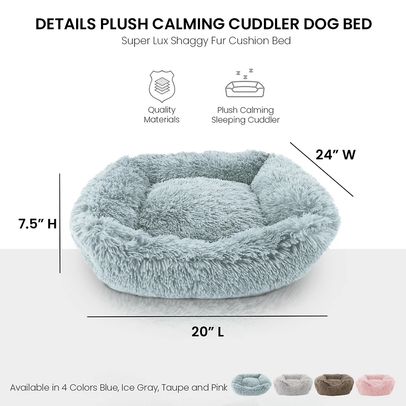 Details Dog Bed for Small Medium Dogs, Plush Calming Sleeping Cuddler Pet
