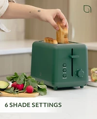 Willow Kitchen 2-Slice Toaster with Wide Slots - Perfect for Toast Bagels, Compact Design, Crumb Tray