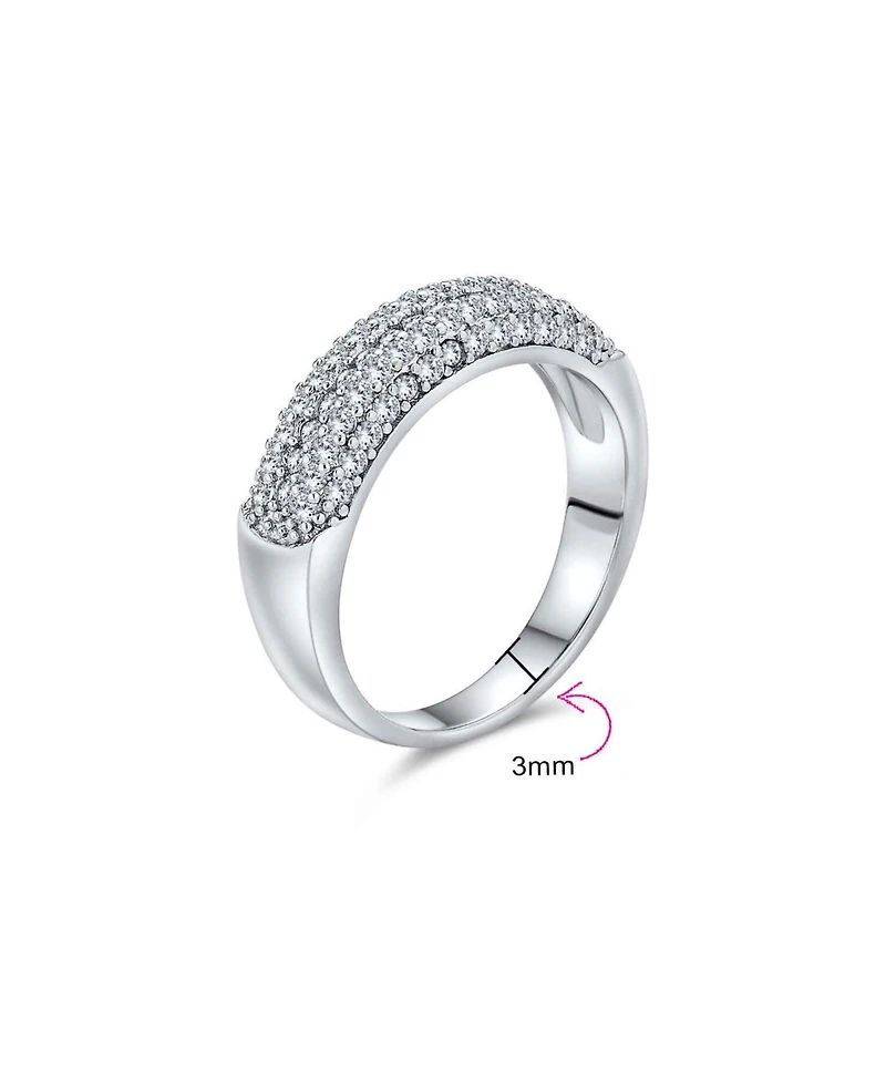 Bling Jewelry Micro Pave Cocktail Cz Statement 1/2 Eternity Band Ring Rose Gold Plated .925 Sterling Silver