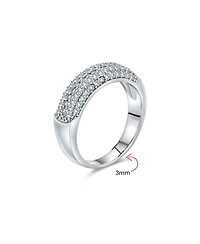 Bling Jewelry Micro Pave Cocktail Cz Statement 1/2 Eternity Band Ring Rose Gold Plated .925 Sterling Silver