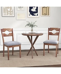 Gymax Set of 2 Dining Chair w/ Padded Seat High Back Rubber Wood Frame Kitchen Chairs