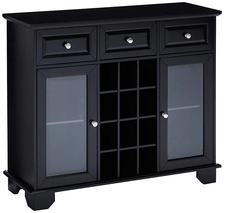 Kings Brand Furniture Buffet Server Sideboard Cabinet with Wine Storage, Black