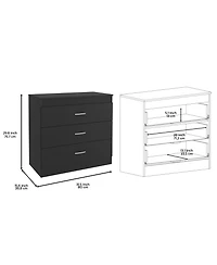 Zurich Dresser 29"H, Three Drawers , Metal Hardware, Superior Top