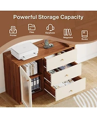 Tribesigns L Shaped Computer Desk with Drawers, Modern Corner Home Office Desk with Reversible Storage Cabinet, Long Study Writing Desk Workstation