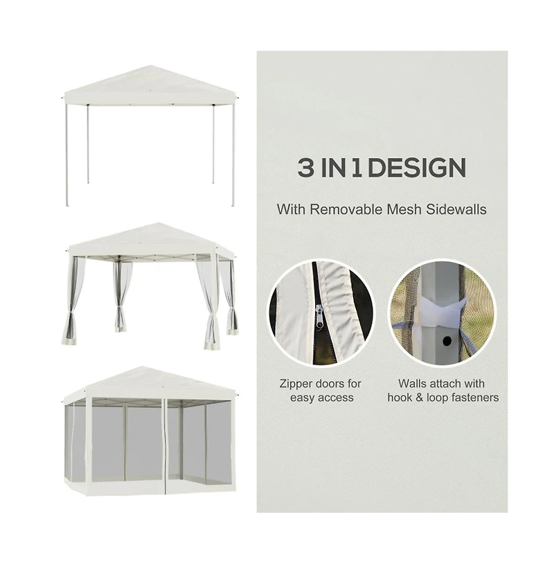 Slickblue Pop-Up Canopy Party Tent with Netting for Insect Protection and Outdoor Events