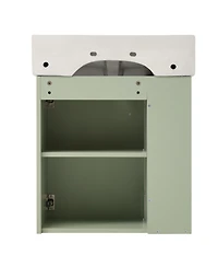 21.6 inch Modern Floating Bathroom Vanity with Ceramic Basin - Perfect for Small Bathrooms, Left side storage