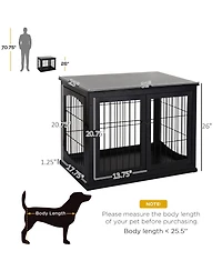 Dog Crate Furniture, Small Dog Cage End Table with Two Opening Sides, Lockable Door, Puppy Kennel Indoor, Cute and Decorative, Black