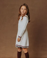 Hope & Henry Little Girls Organic Long Sleeve Schoolgirl Cable Sweater Dress