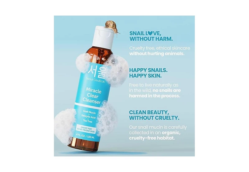 Seoul Ceuticals Korean Skin Care Face Wash for Acne Prone Skin Miracle Clear Face Cleanser K Beauty Skincare