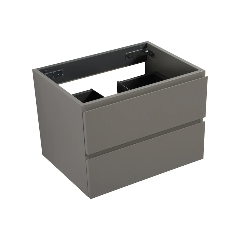 Wall mount cabinet Without basin, Gray color, With two drawers, Pre-assembled