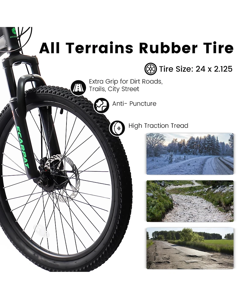 Streamdale Furniture Mountain Bike 24 Inch Wheels, 21-Speed Full Suspension Mens Womens Trail Commuter City Mountain Bike, High Carbon Steel Frame Dis