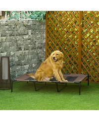 48" x 36" Elevated Breathable Dog Bed Portable Pet Cot w/ Carry Bag Metal Frame Breathable Mesh Indoor and Outdoor Tan