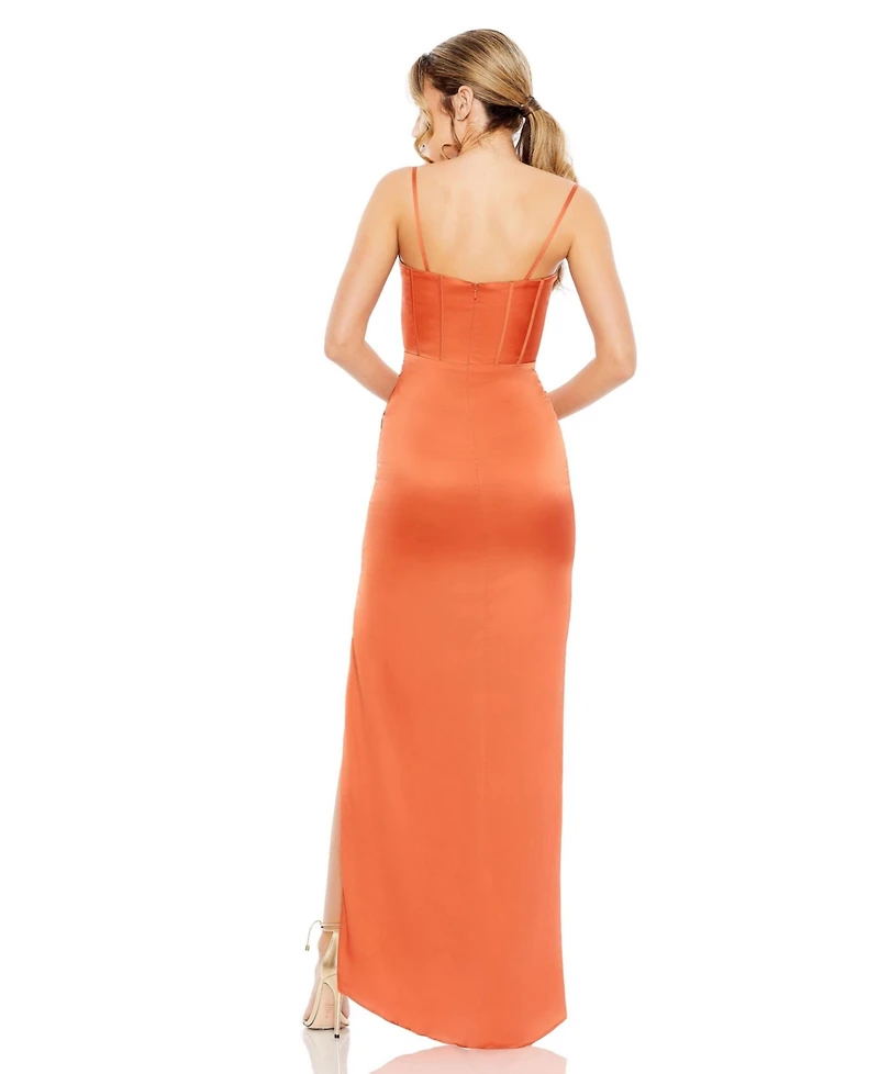 Mac Duggal Women's Bustier Side Ruched Bodycon Gown