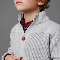 Hope & Henry Boys Organic Long Sleeve Mock Neck Cardigan