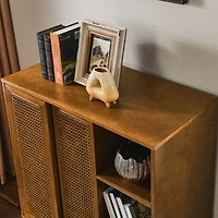 Streamdale Mid-Century Rattan Sideboard Cabinet with Shelf