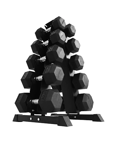 BalanceFrom Fitness BalanceFrom Signature Alloy Steel 200 lb Rubber Encased Hex Dumbbell Set, Black