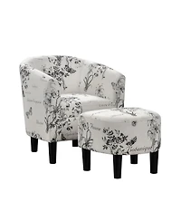 Convenience Concepts 26.25" Print Canvas Churchill Accent Chair with Ottoman