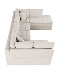 Simplie Fun 117.3" Oversized Sectional Sofa U- shaped Sofa Couch Pull-out Sofa Bed with Two Throw Pillows for Living Room, Beige
