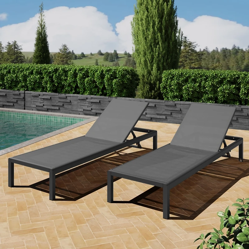Streamdale Breathable Mesh Lounge Chair Set with Adjustable Backrest