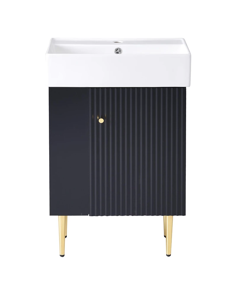Streamdale 21.6" Black Vanity with Sink and Left Storage