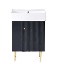 Streamdale 21.6" Black Vanity with Sink and Left Storage