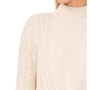 CeCe Women's Mock Neck Cable-Knit Drop-Shoulder Sweater