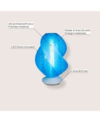 Jonathan Y Gema 13.5" Mid-Century Coastal Plant-Based Pla 3D Printed Dimmable Led Table Lamp, Clear Blue/White