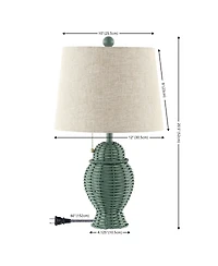 Jonathan Y Margie Wicker 20.5" Bohemian Rustic Iron Led Table Lamp, Green (Set of 2)