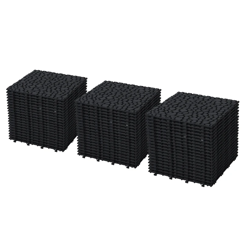 Streamdale Black Interlocking Deck Tiles (60-Pack)
