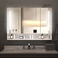 Streamdale Modern Bathroom Cabinet with Mirror, Led Lights, Storage