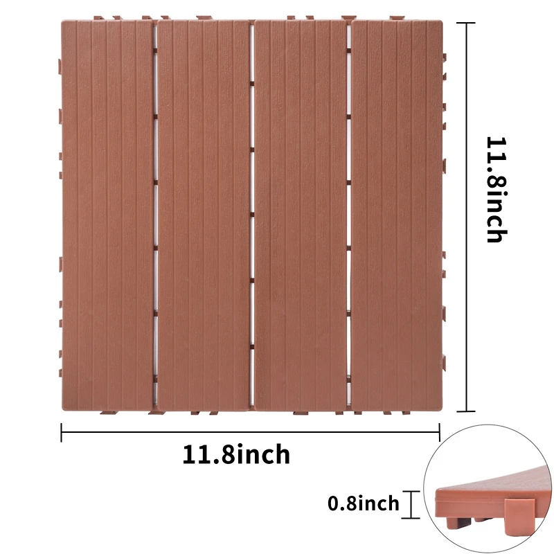 Streamdale Furniture Interlocking Deck Tiles, 11.8", 44-Pack, Waterproof Outdoor Flooring