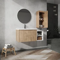 Streamdale 42" Wall-Mount Vanity with Sink, Side Cabinet & Soft Close