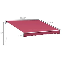 10' x 8' Retractable Awning, Patio Awnings, Sunshade Shelter w/ Manual Crank Handle, Uv & Water-Resistant Fabric and Aluminum Frame for Deck, Balcony,