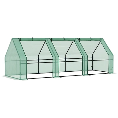 9' x 3' x 3' Portable Mini Greenhouse Outdoor Garden with Large Zipper Doors and Water/Uv Pe Cover, Green