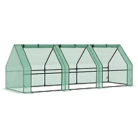 9' x 3' x 3' Portable Mini Greenhouse Outdoor Garden with Large Zipper Doors and Water/Uv Pe Cover, Green