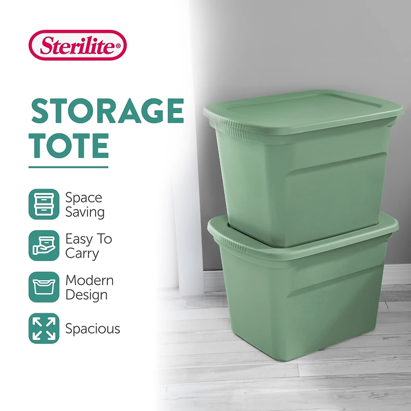 Sterilite 18 Gallon Stackable Storage Tote with Handles, Crisp Green (8 Pack
