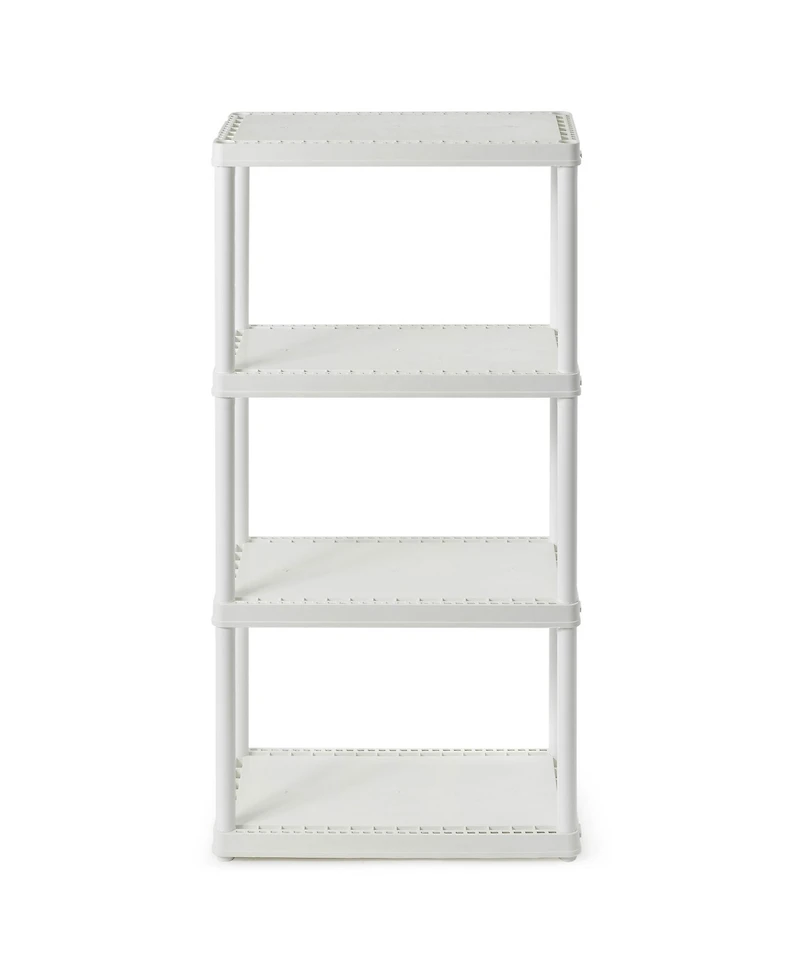 Gracious Living 4 Shelf Fixed Height Solid Light Duty Home Storage Unit, White