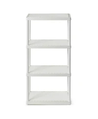 Gracious Living 4 Shelf Fixed Height Solid Light Duty Home Storage Unit, White