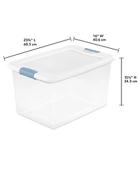 Sterilite 64 Qt Clear Plastic Stackable Storage Bin w/ White Latch Lid, 24 Pack