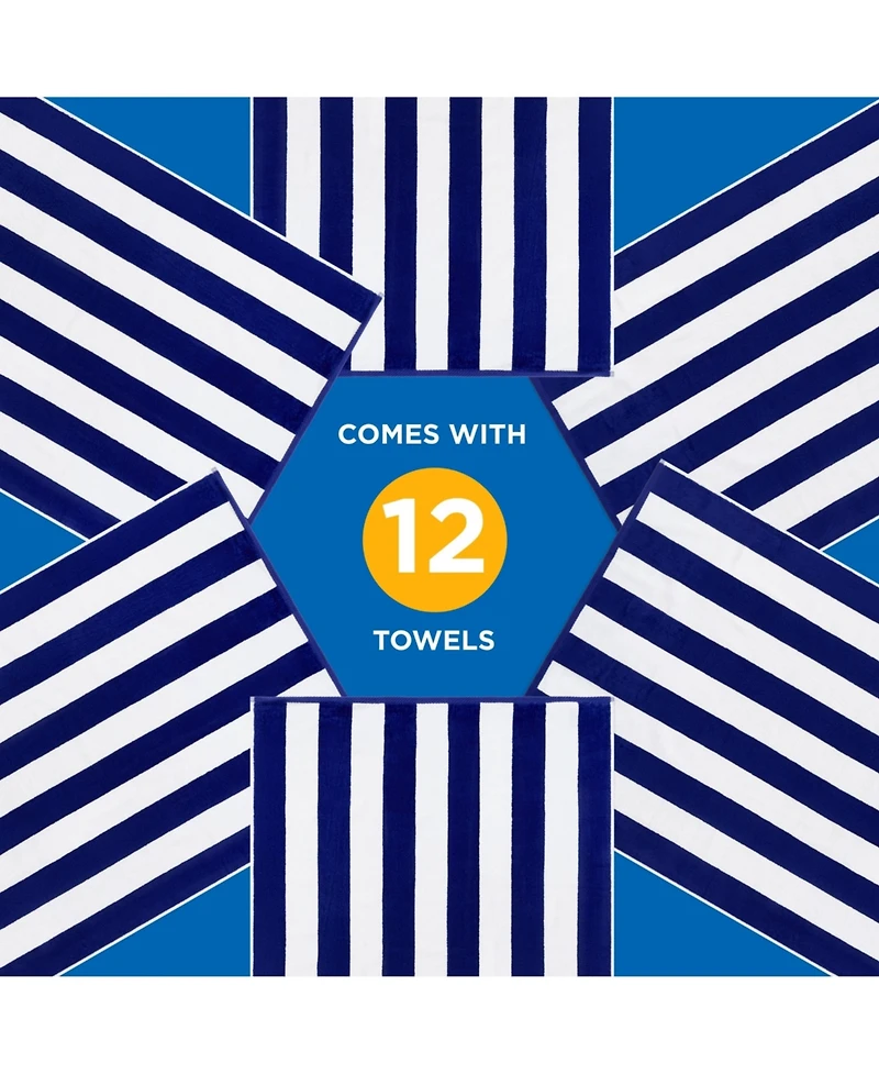 Ben Kaufman Striped Towel - Absorbent, 100% Cotton Towels - Oversized Towels for Beach Essentials - Quick-Dry Swimming Towels