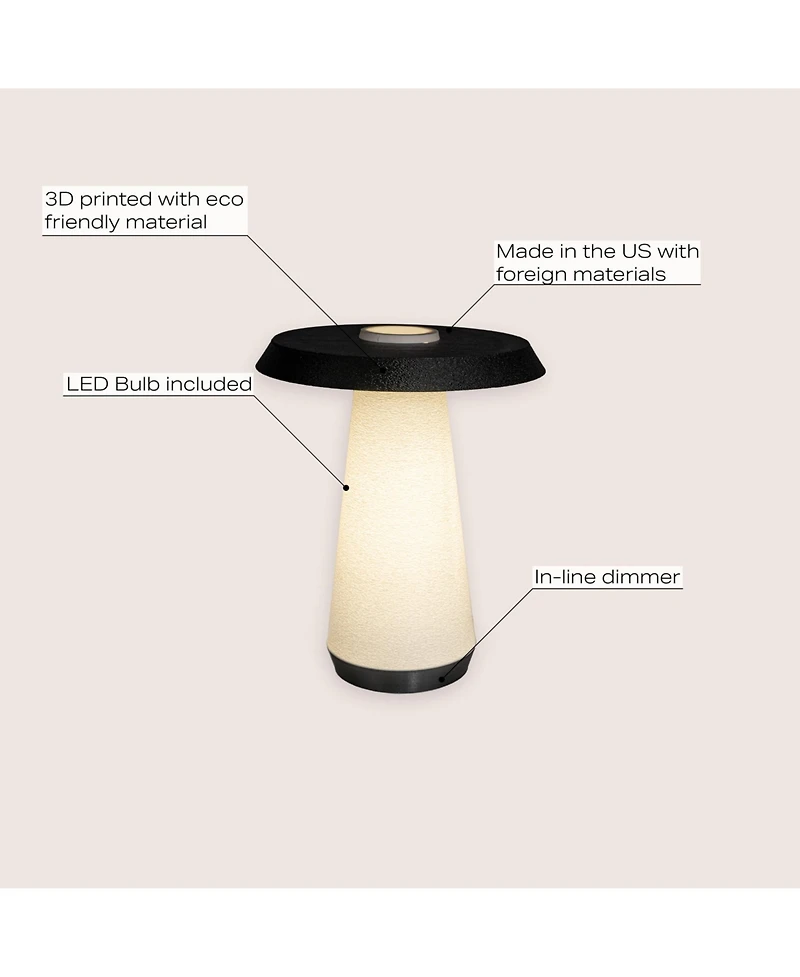Jonathan Y Bruno 12.25" Mid-Century Minimalist Plant-Based Pla 3D Printed Dimmable Led Table Lamp, White/Black