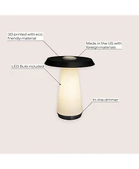 Jonathan Y Bruno 12.25" Mid-Century Minimalist Plant-Based Pla 3D Printed Dimmable Led Table Lamp, White/Black