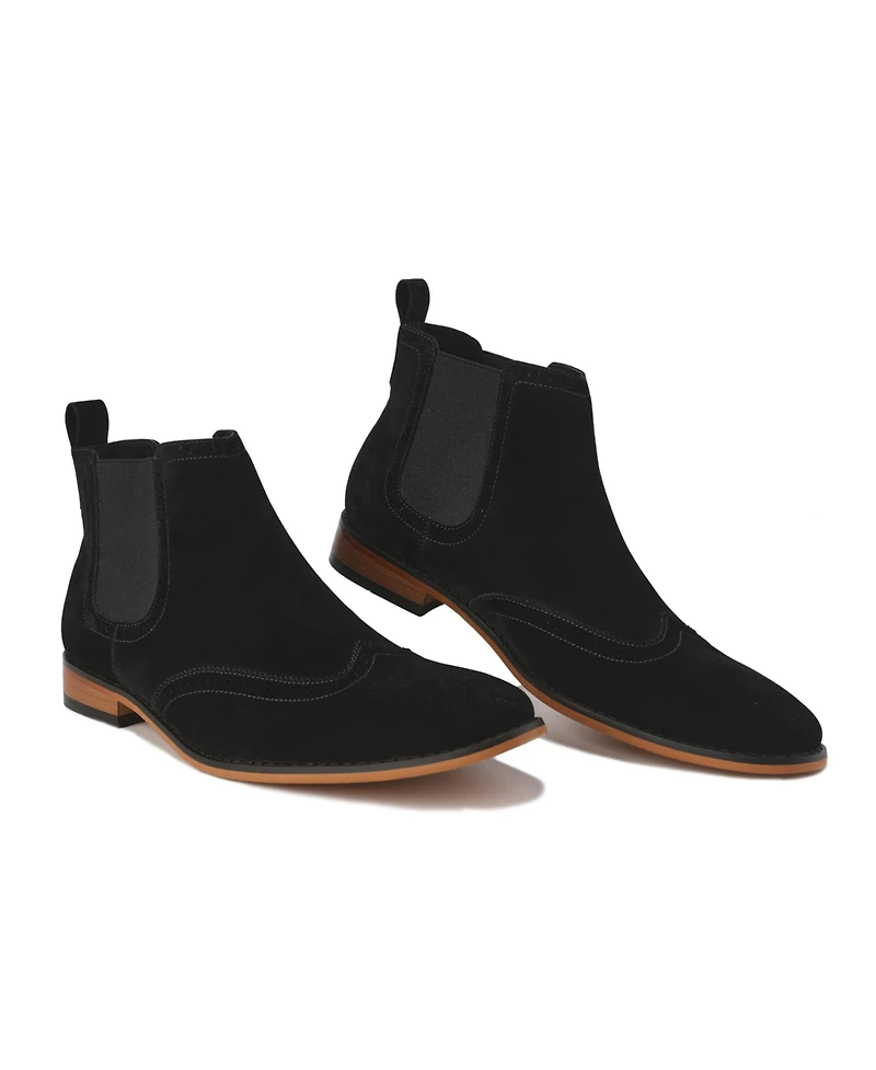 Gino Vitale Men's Slip On Wing Tip Chelsea Boots