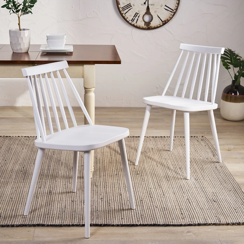 Streamdale Furniture Farmhouse Spindle Back Dining Chairs, Set Of 2, White