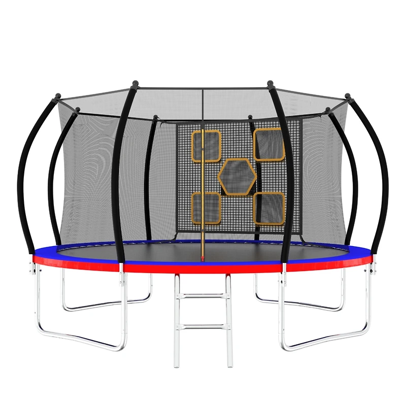 Streamdale Furniture 12FT Trampoline with Enclosure - Recreational Trampolines with Ladder, Astm Approval Outdoor Trampoline for Kids