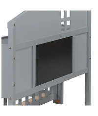 Simplie Fun Full-size Floor Beds with Bookcases and Blackboards, Versatile Platform Beds with Guard rails, Solid Wood Floor Beds with Storage Headboar