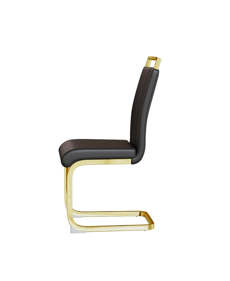 Streamdale Modern Faux Leather Dining Chairs with Golden Metal Legs (Set of 4)
