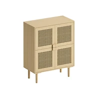 Streamdale Furniture 4-Doors Rattan Mesh Storage Cabinet, Sideboard with Eight Storage Spaces, for Entryway, Living Room, Hallway (Natural)